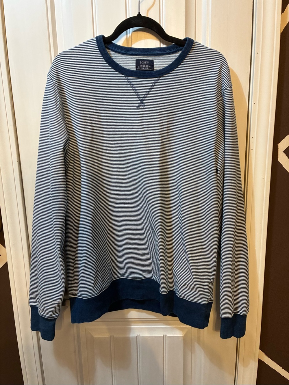 J. Crew  women’s Navy & White Striped Crewneck Sweater